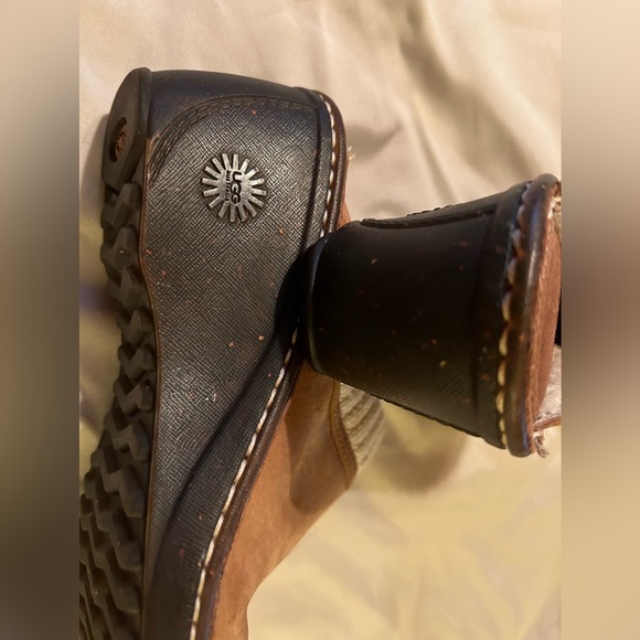 NWOT Women’s Ugg Clogs w Fur Lined Top tiny colored flakes show in sole.Gorgeous - Picture 4 of 6